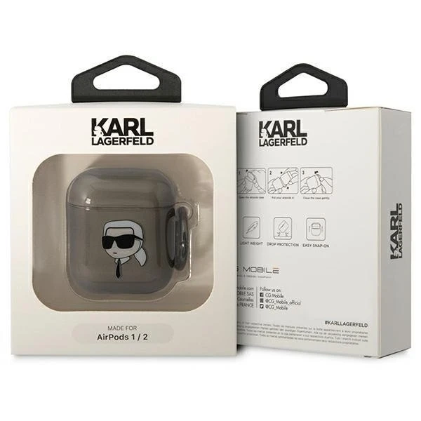 Protective case for headphones Karl Lagerfeld for AirPods 1/2 cover black/black Karl`s Head
